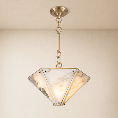 Pietra White Marble Hexagonal Lantern Pendant 15.7"D