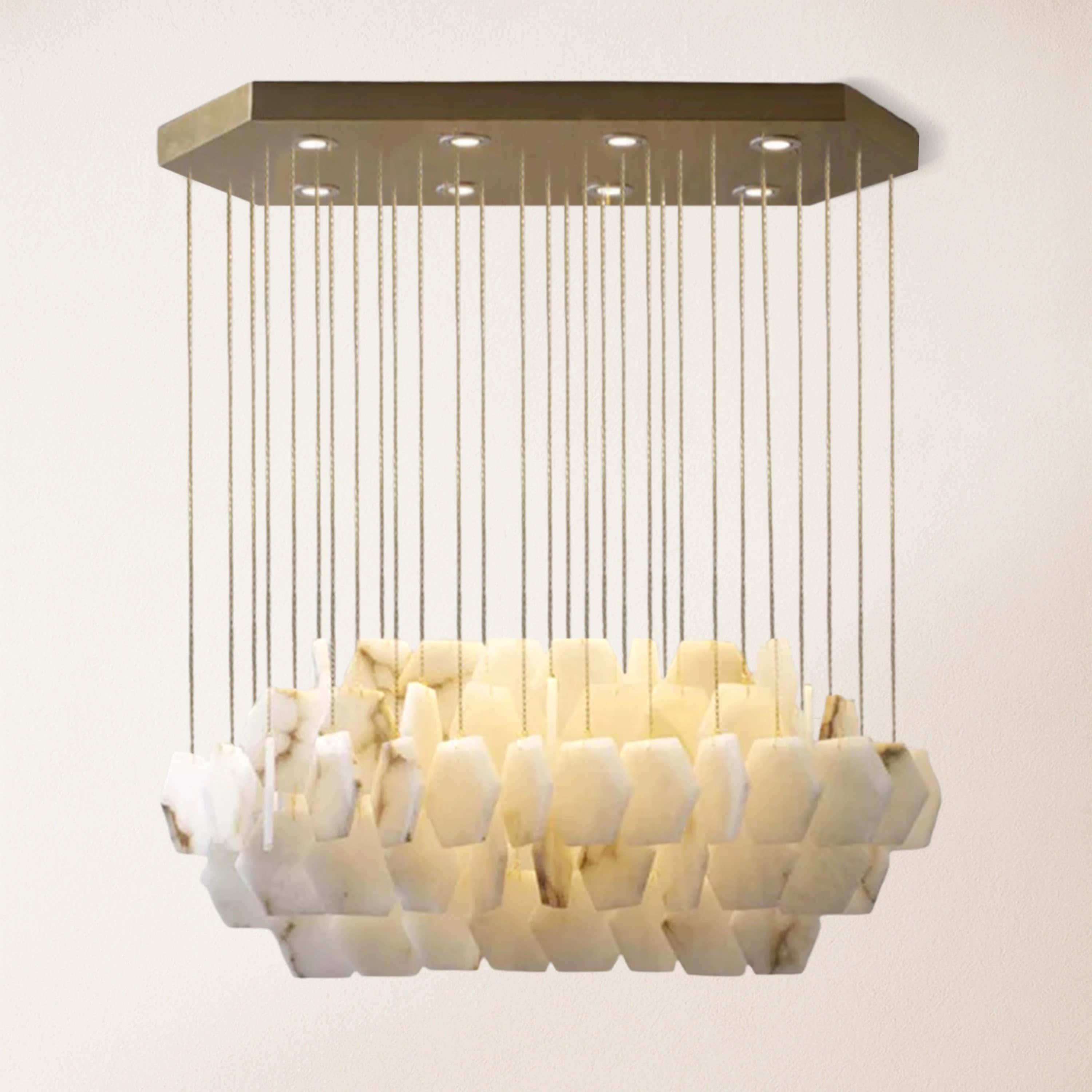 Talan Natural Alabaster Modern Chandelier 32''W#Finish_Gold