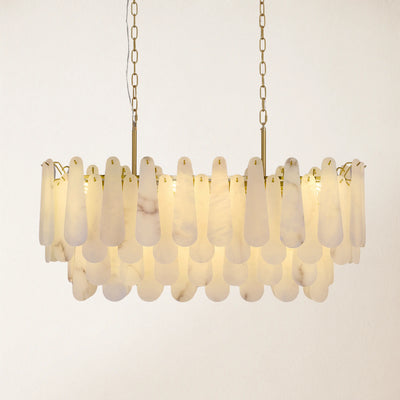 Caldera Alabaster Rectangular Chandelier 40"