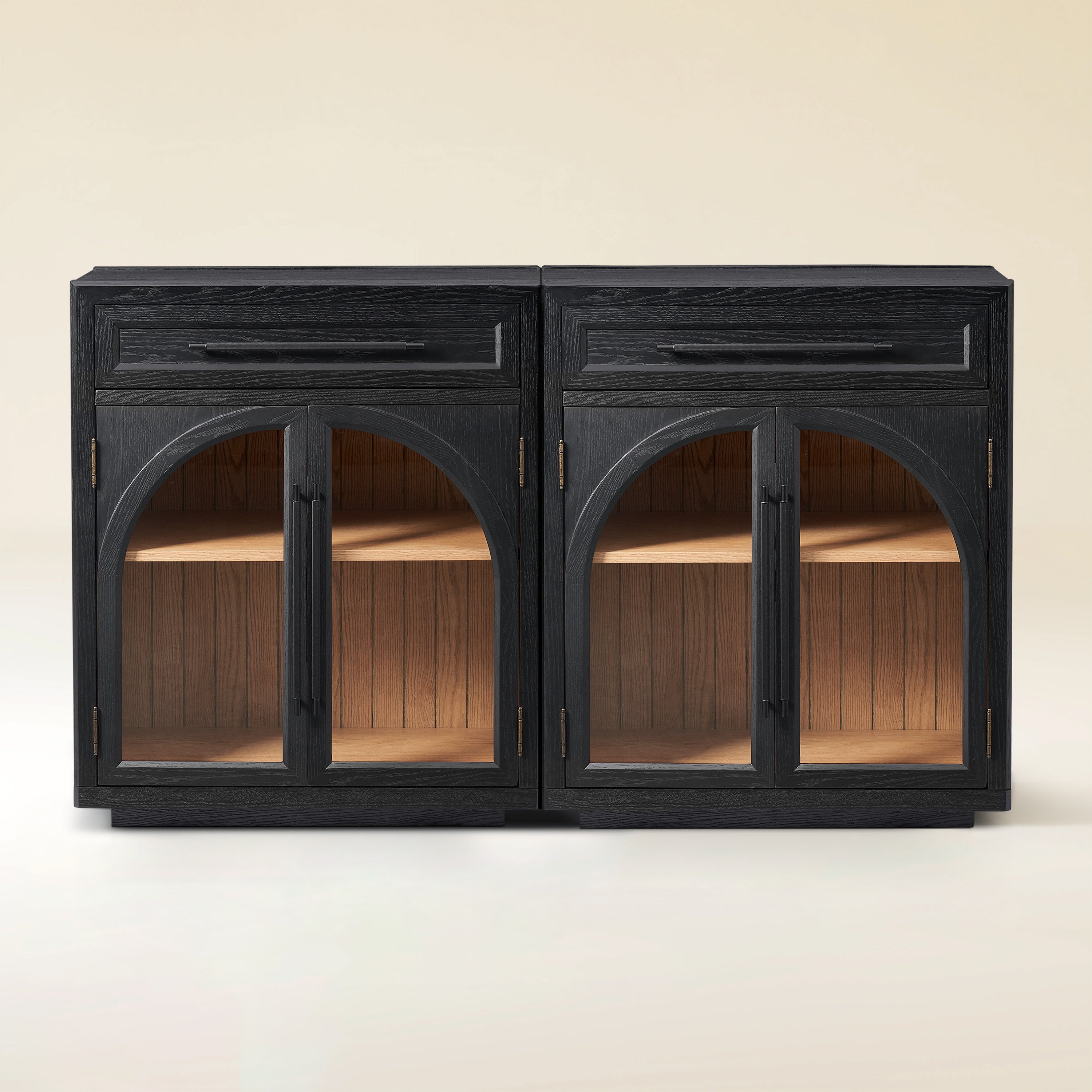 Alvar Arched 62.9" Oak Sideboard with Drawers(Set of 2)