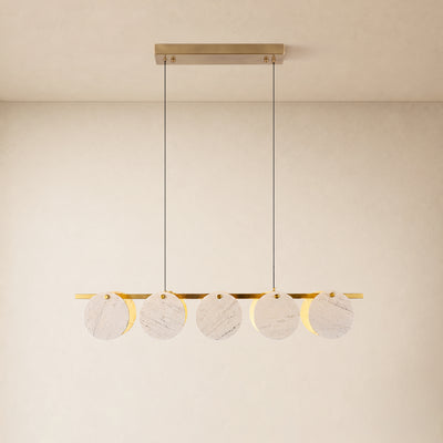 Pietra White Marble Disc Linear Chandelier 47.2"W