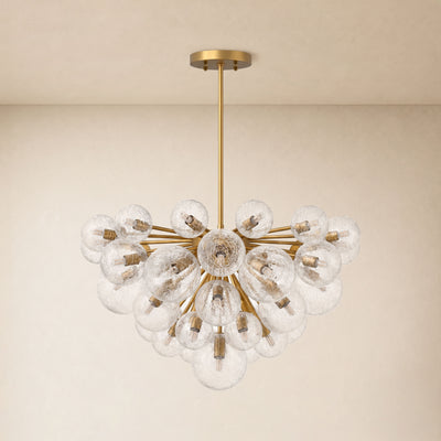 Elowen Crackled Glass Cluster Round Chandelier 24" 35"D