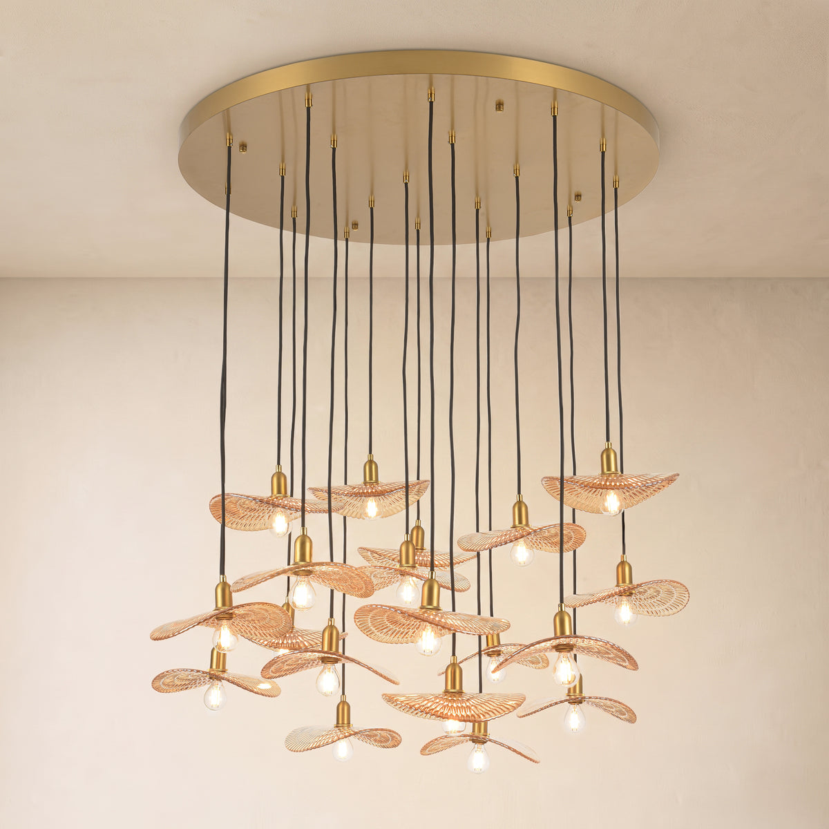 Mirelune Glass Disc Round Chandelier 36"D 