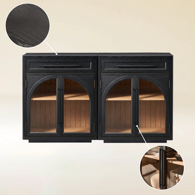 Alvar Arched 61" Oak Sideboard with Drawers(Set of 2)