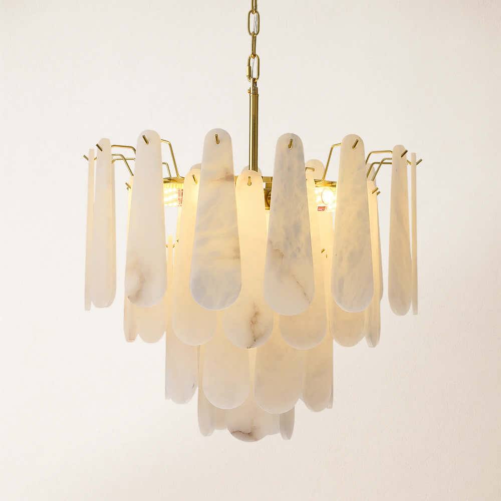 Caldera Alabaster Round Chandelier 22"#Finish_Gold