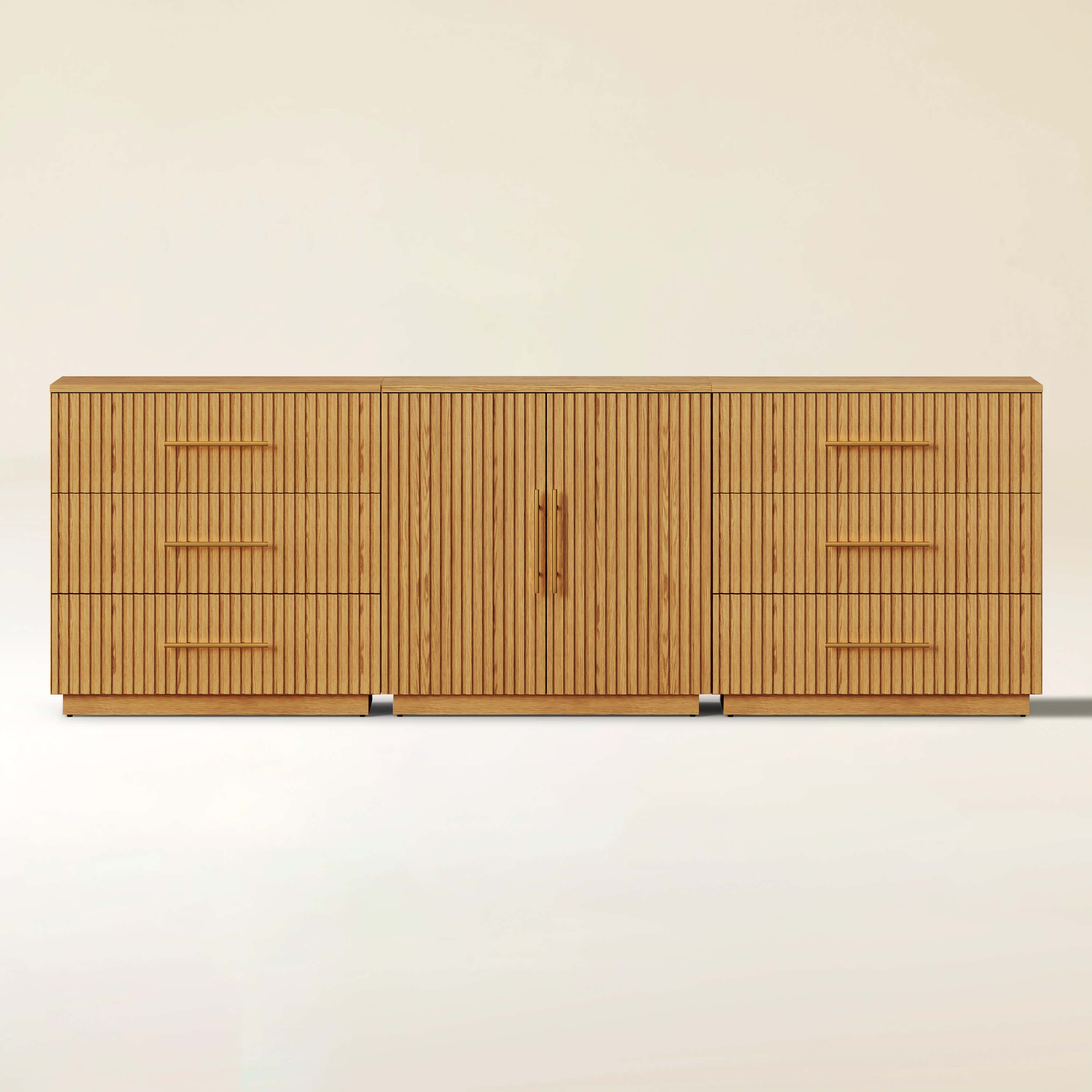 Holt Oak Modular Media Console (Set of 3)