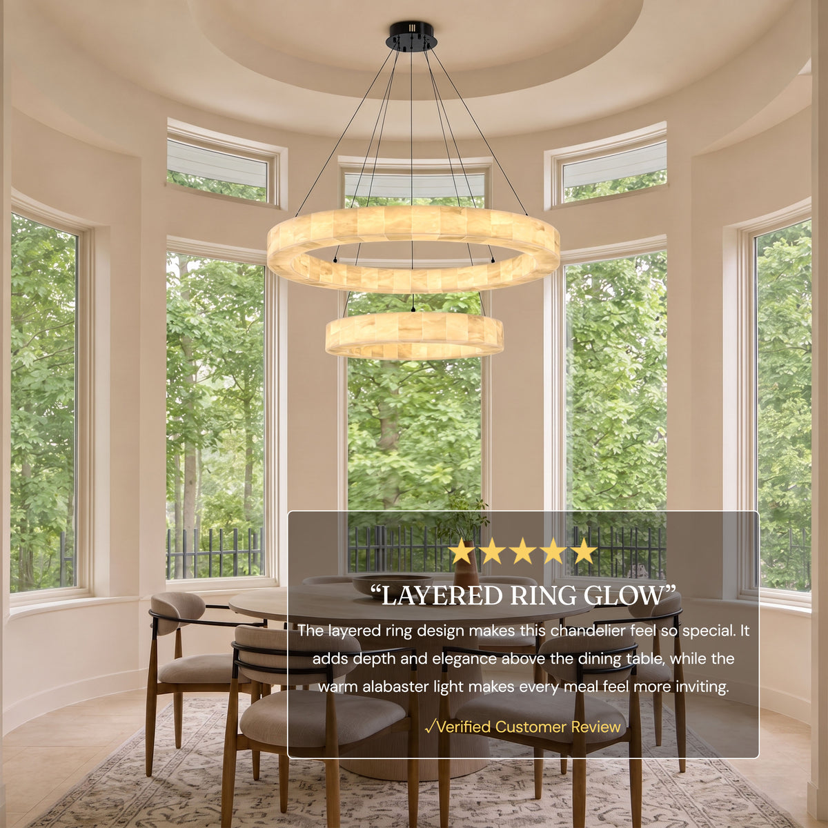 Soluna Alabaster 2 Tiered Custom Round Chandelier