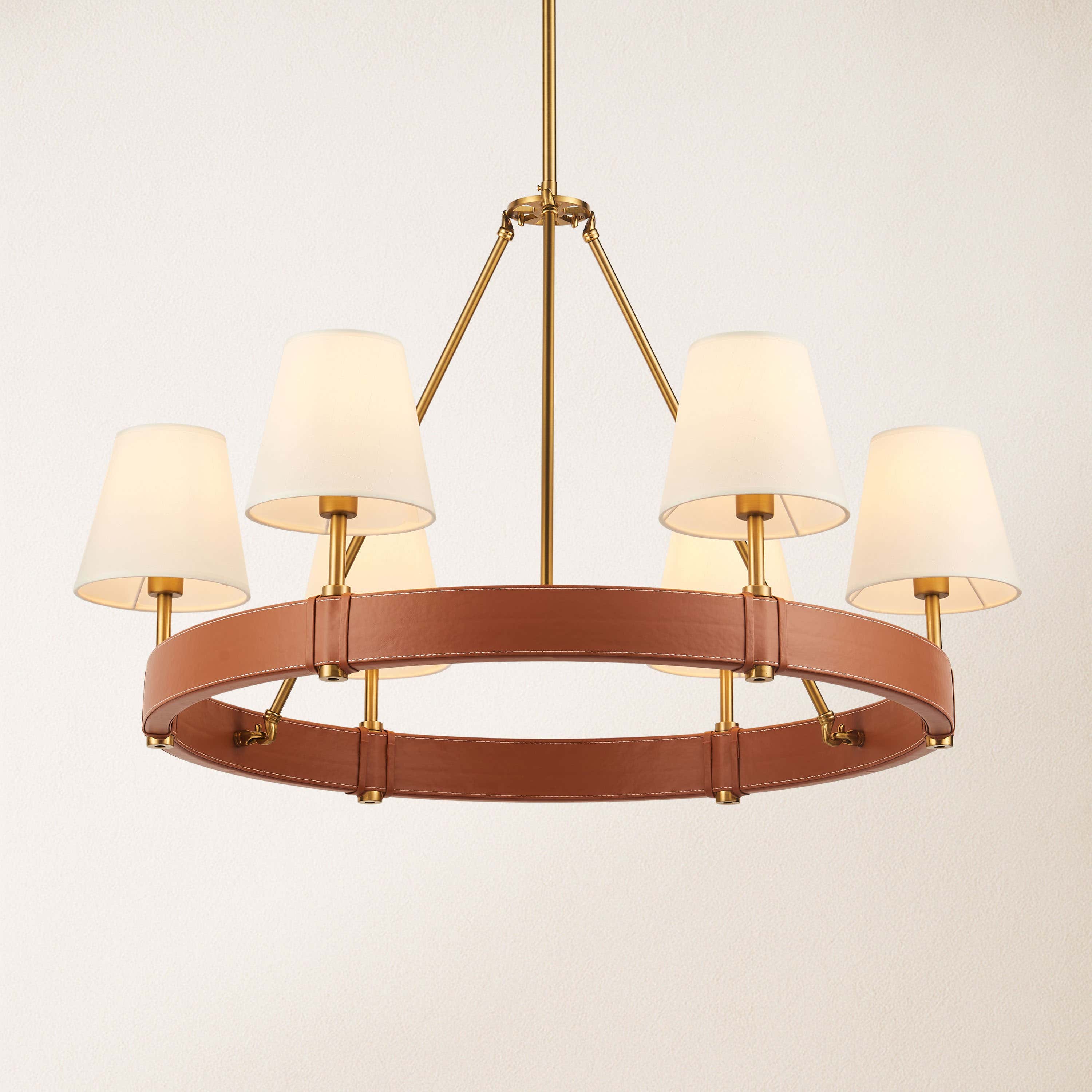 Corvella Leather Round Chandelier