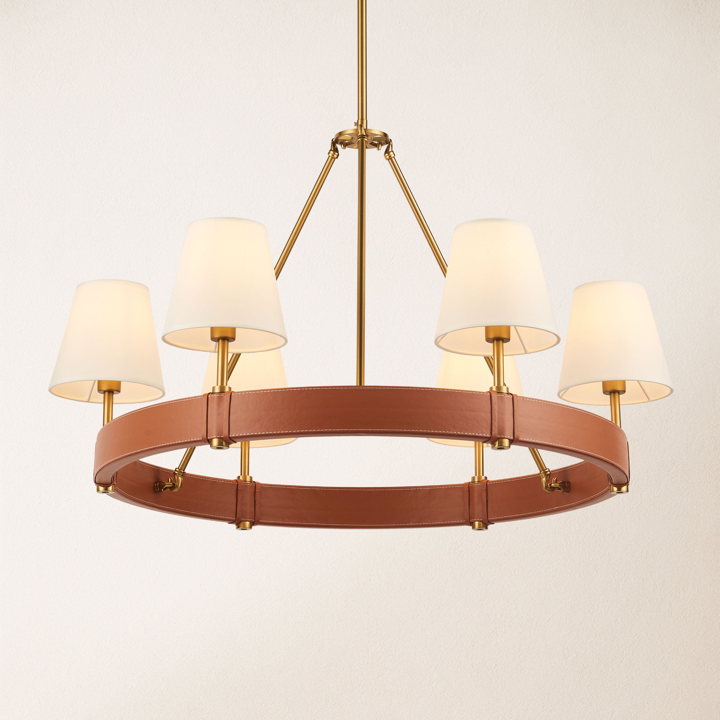 Corvella Leather Round Chandelier 34"D