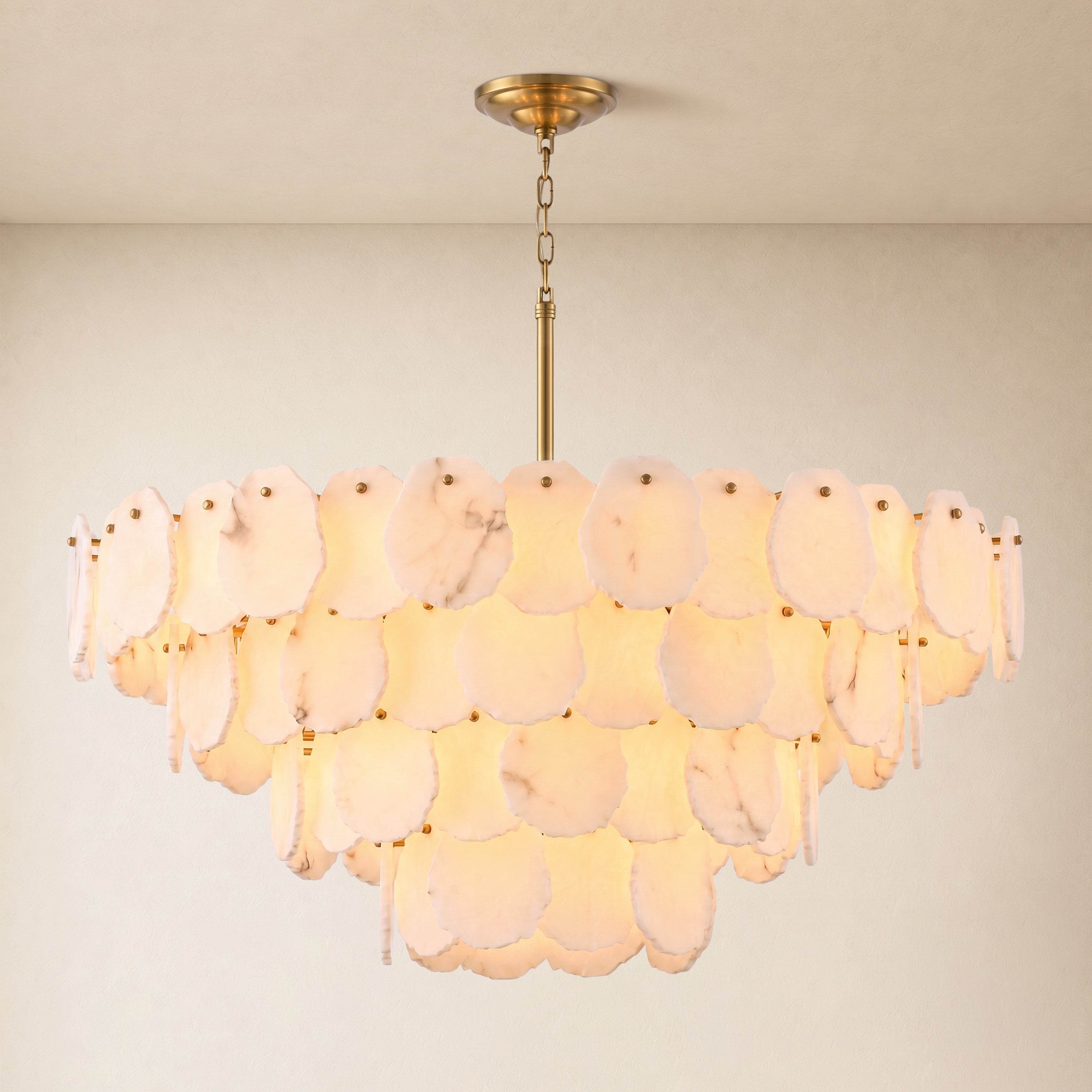 Moira Alabaster Multi-Tier Round Chandelier 48"D  #Finish_Gold