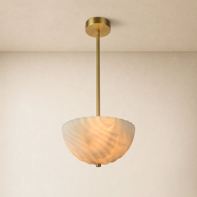 Nyrelle Resin Fluted Bowl Pendant Light 11.8"D