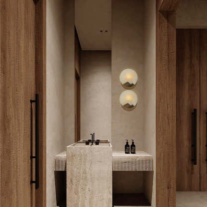 Egwent Alabaster Brass Sconce 10"D