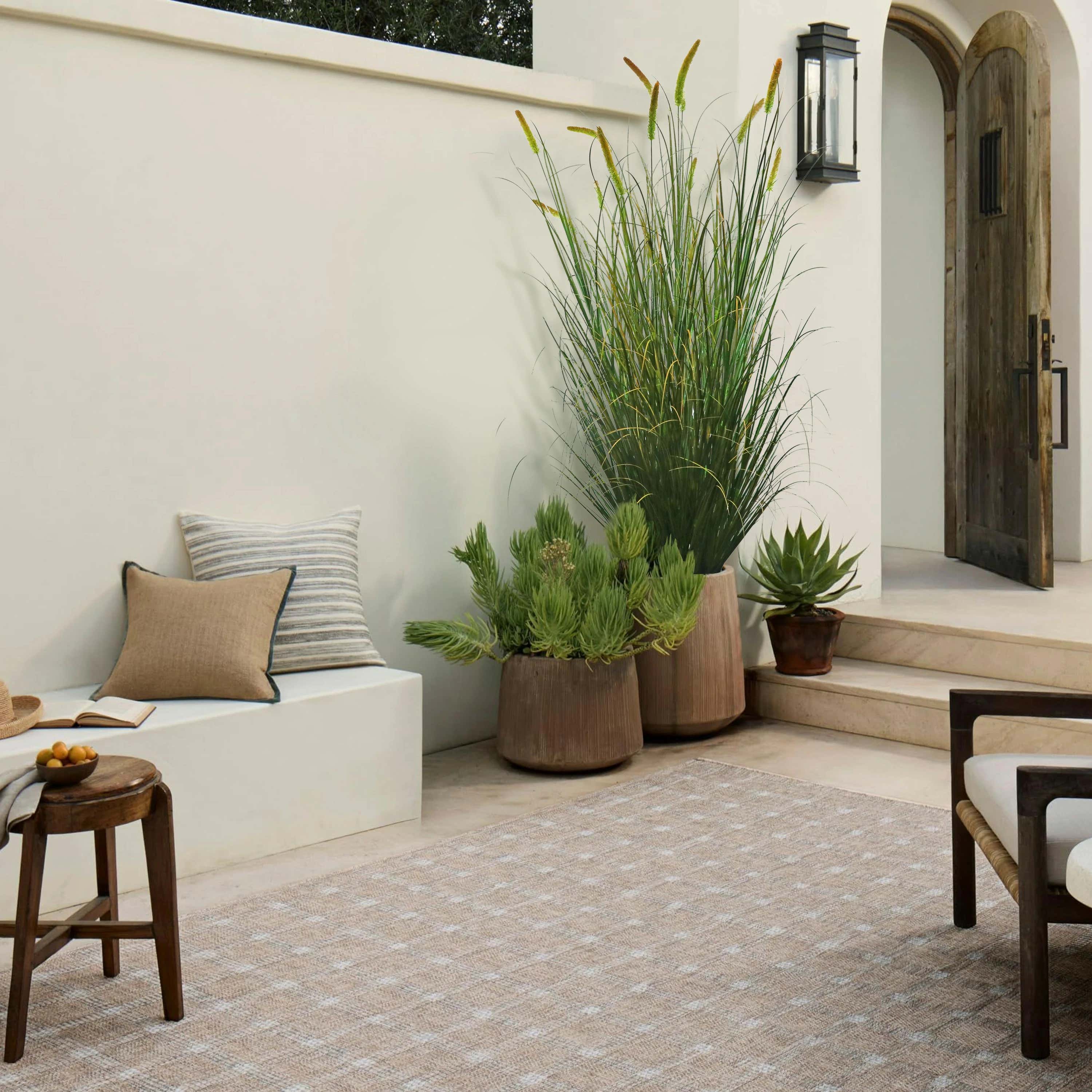 Artificial 14-Head Long Cat Tail with Curved Onion Grass Bonsai 79"H