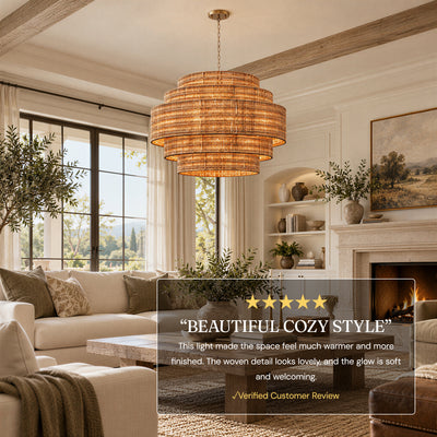 Cavana Rattan Tiered Round Chandelier 48"D