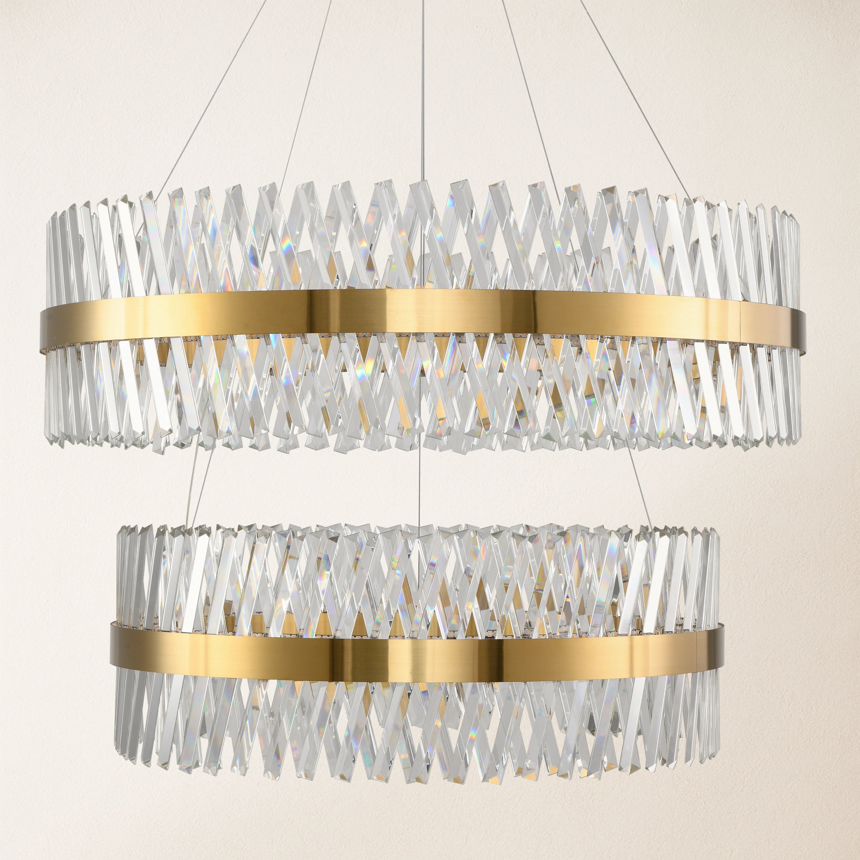 Vetro Prism Crystal 2-Tier Round Chandelier 40"D+31.5"D