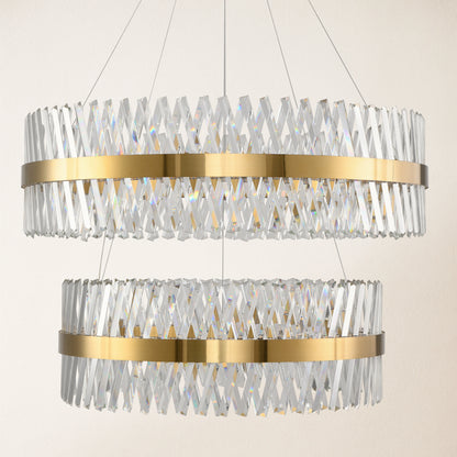 Vetro Prism Crystal 2-Tier Round Chandelier 40"D+31.5"D