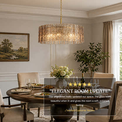Tavelle Textured Glass Round Chandelier 24" 30"D