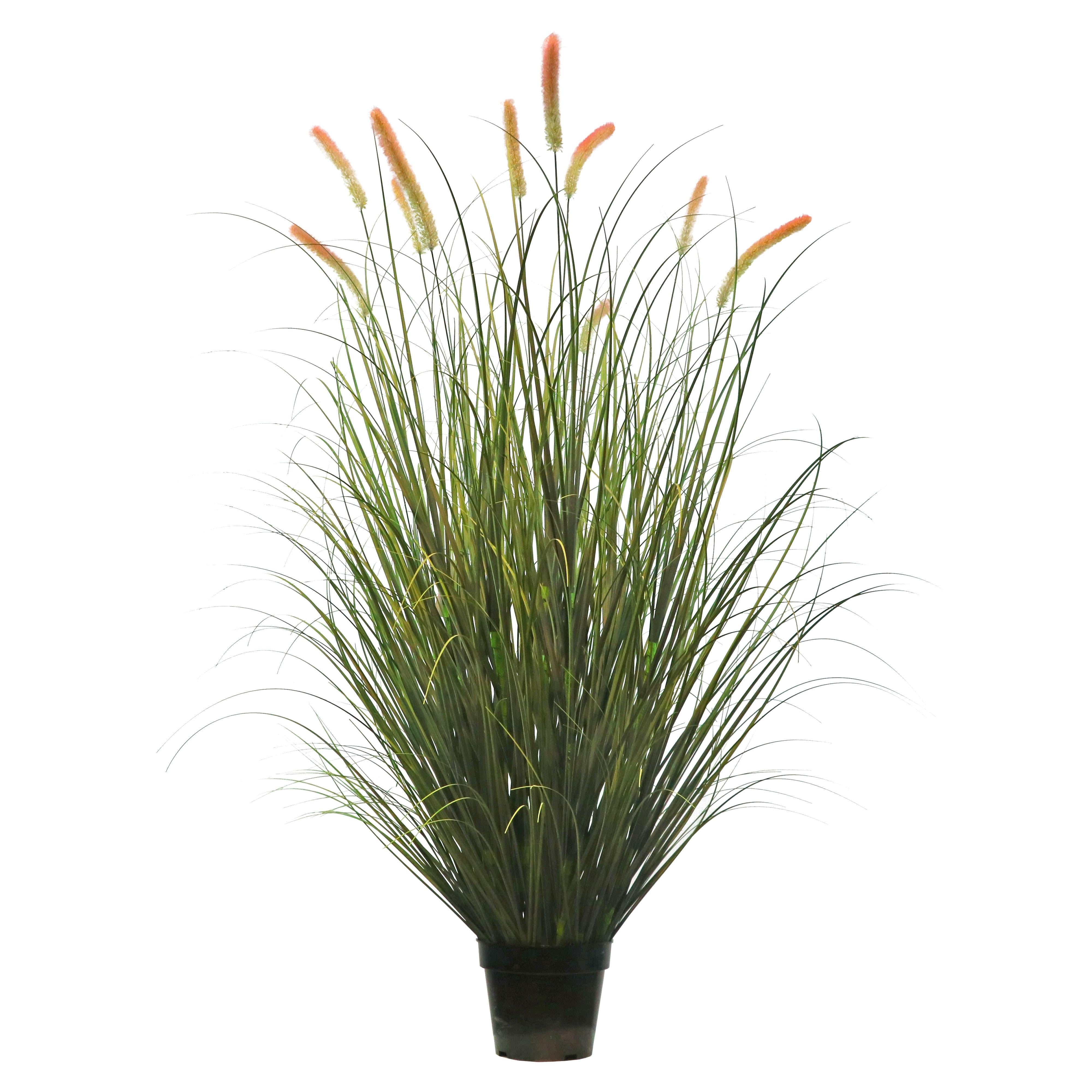 Artificial 10-Head Long Cat Tail with Curved Onion Grass Bonsai 7.9"H
