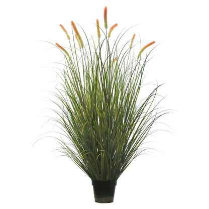 Artificial 10-Head Long Cat Tail with Curved Onion Grass Bonsai 7.9"H