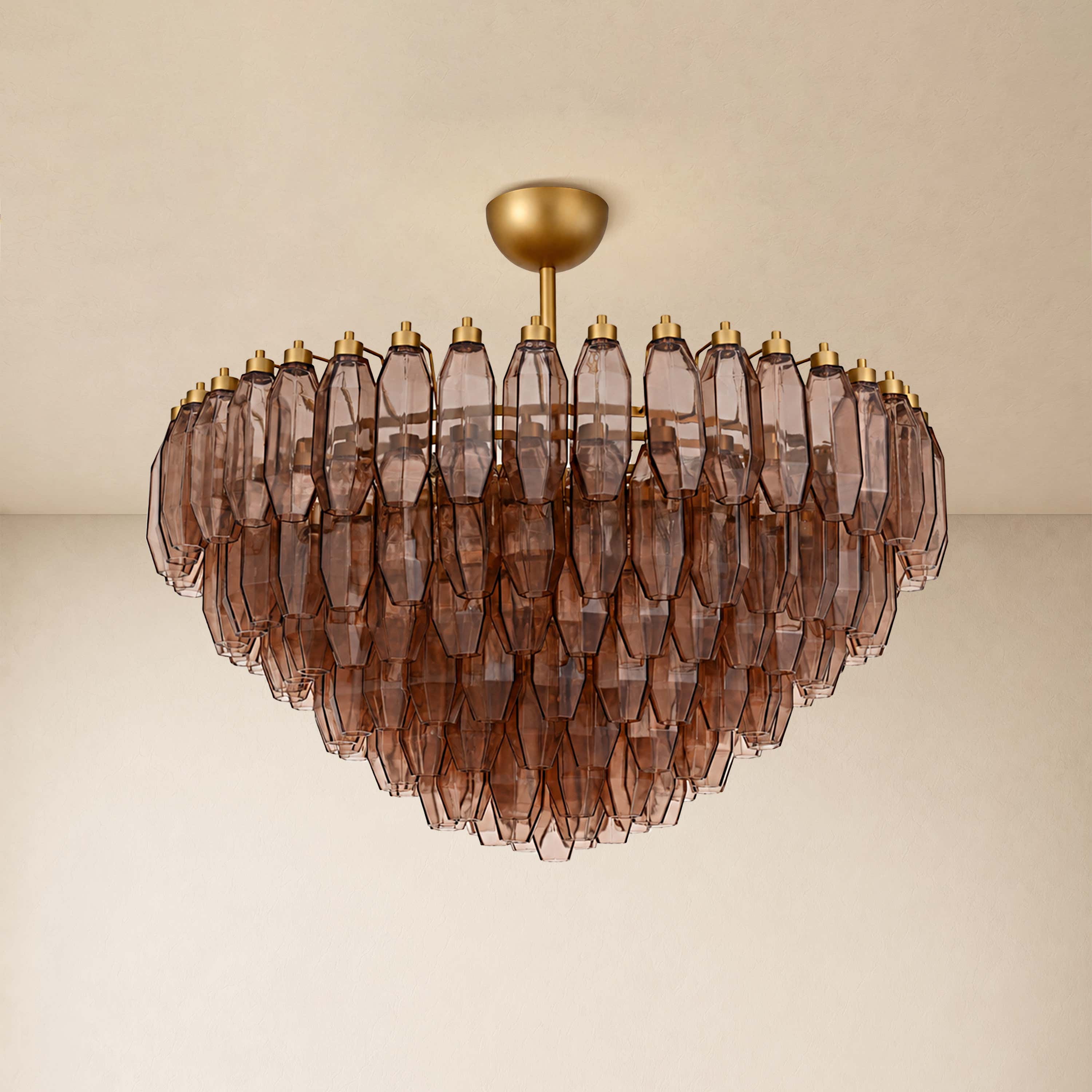 Aurembra Amber Glass Round Chandelier 35.4"D