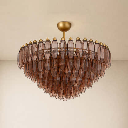 Aurembra Amber Glass Round Chandelier 35.4"D