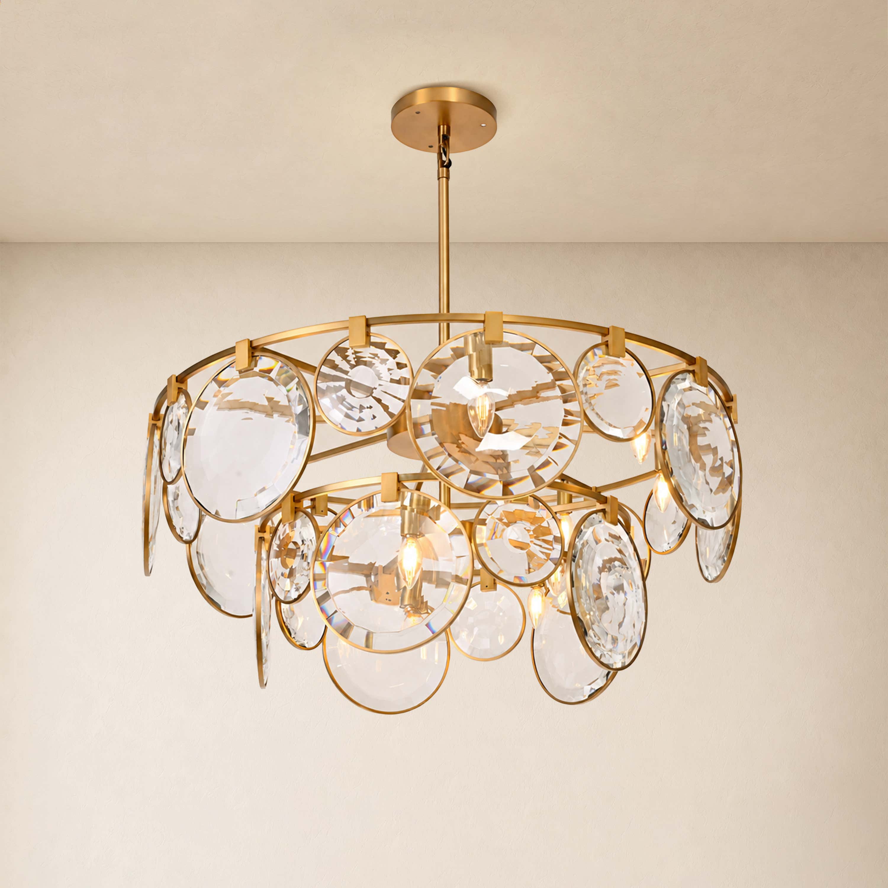 Lucentia Crystal Disc Round Chandelier 40"D
