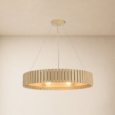 Woodgrain Iron Round Pendant 31"W