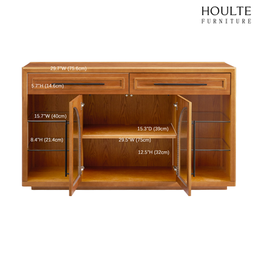 Alvar Oak Arched Glass Sideboard 63"W
