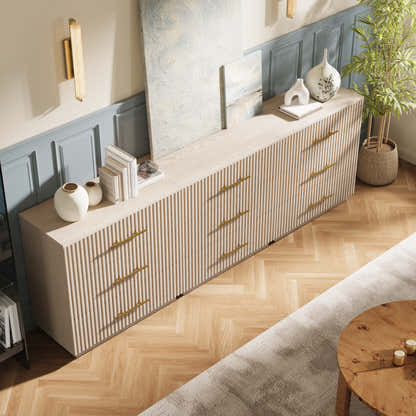 Holt 95" Oak 9-Drawer Chest(Set of 3)