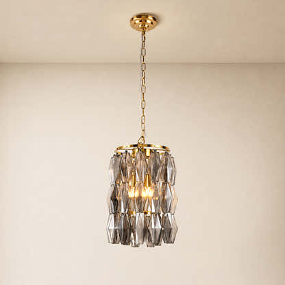 Celestial Drop Glass Cylinder Chandelier 11.8"D