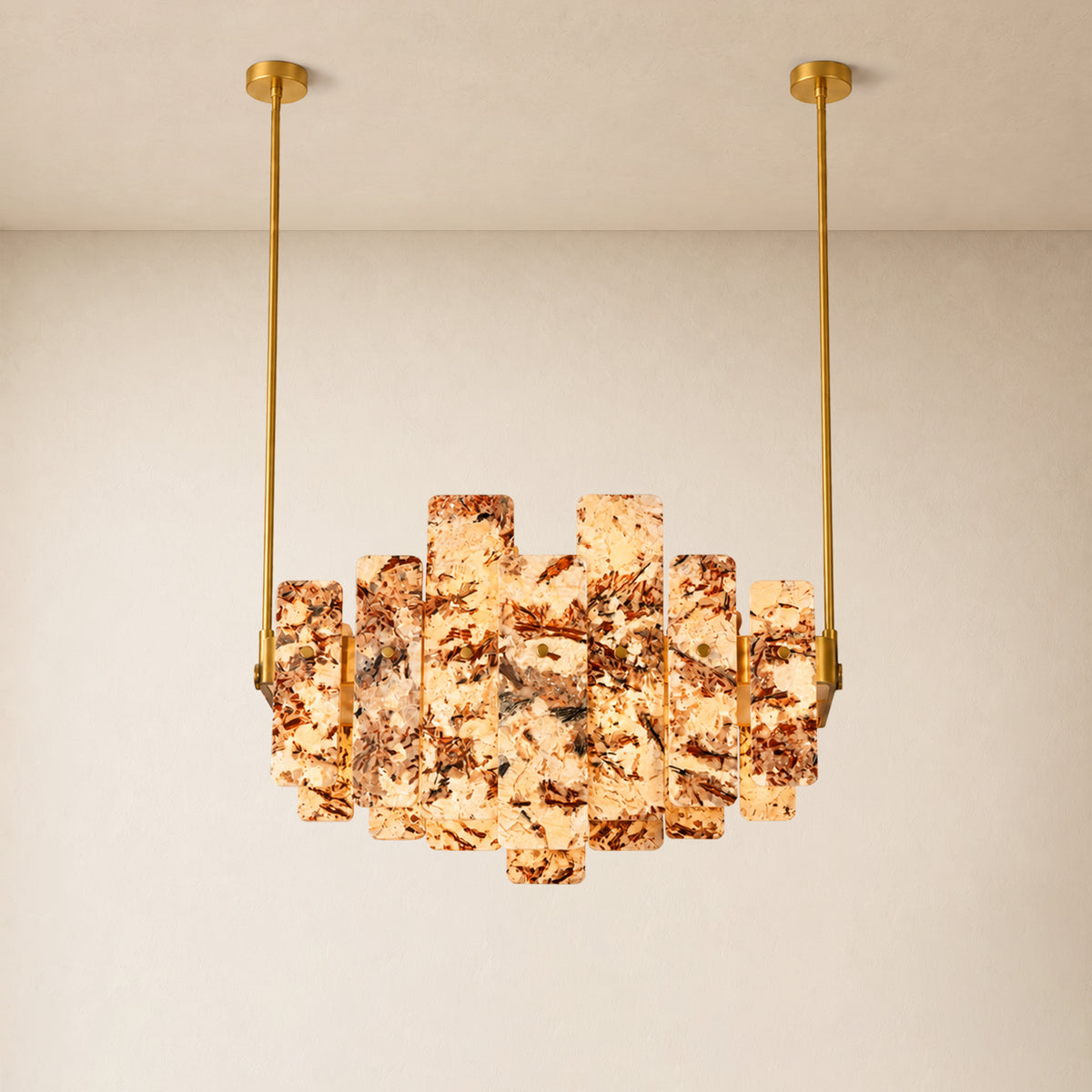 Pietra Amber Marble Panel Chandelier 27.5"W