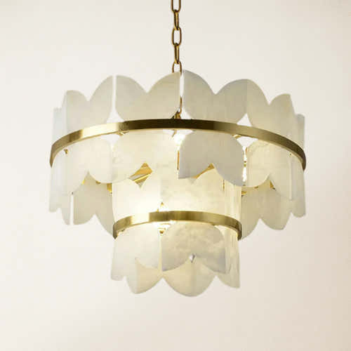Cloudscape Alabaster Brass 2-Layer Chandelier 32"D