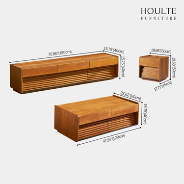 Devon Oak Media Console  And Coffee Table Set