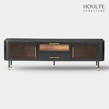 Ewan Oak Media Console and Cabinet Set
