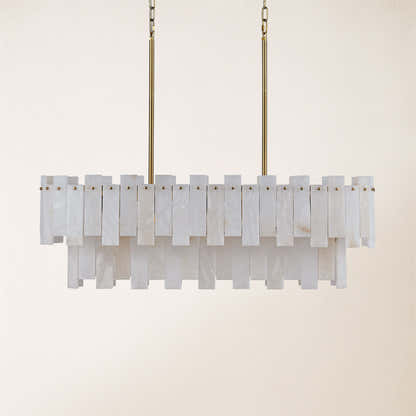 Nivislight Alabaster 2-Tier Rectangular Chandelier 40"D