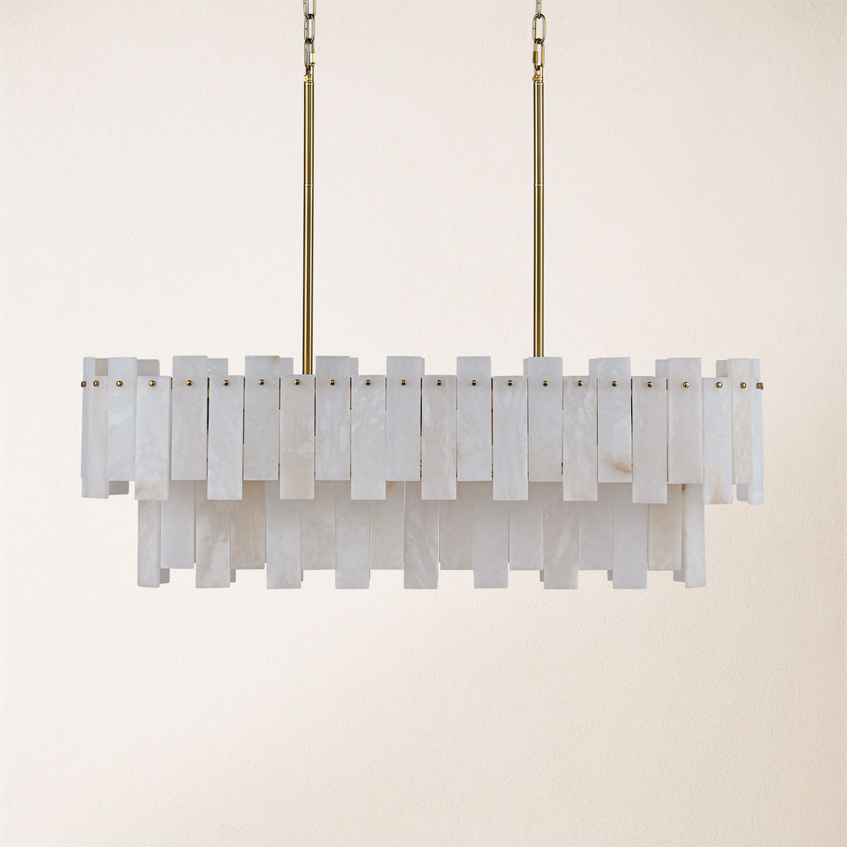 Nivislight Alabaster 2-Tier Rectangular Chandelier 40"D