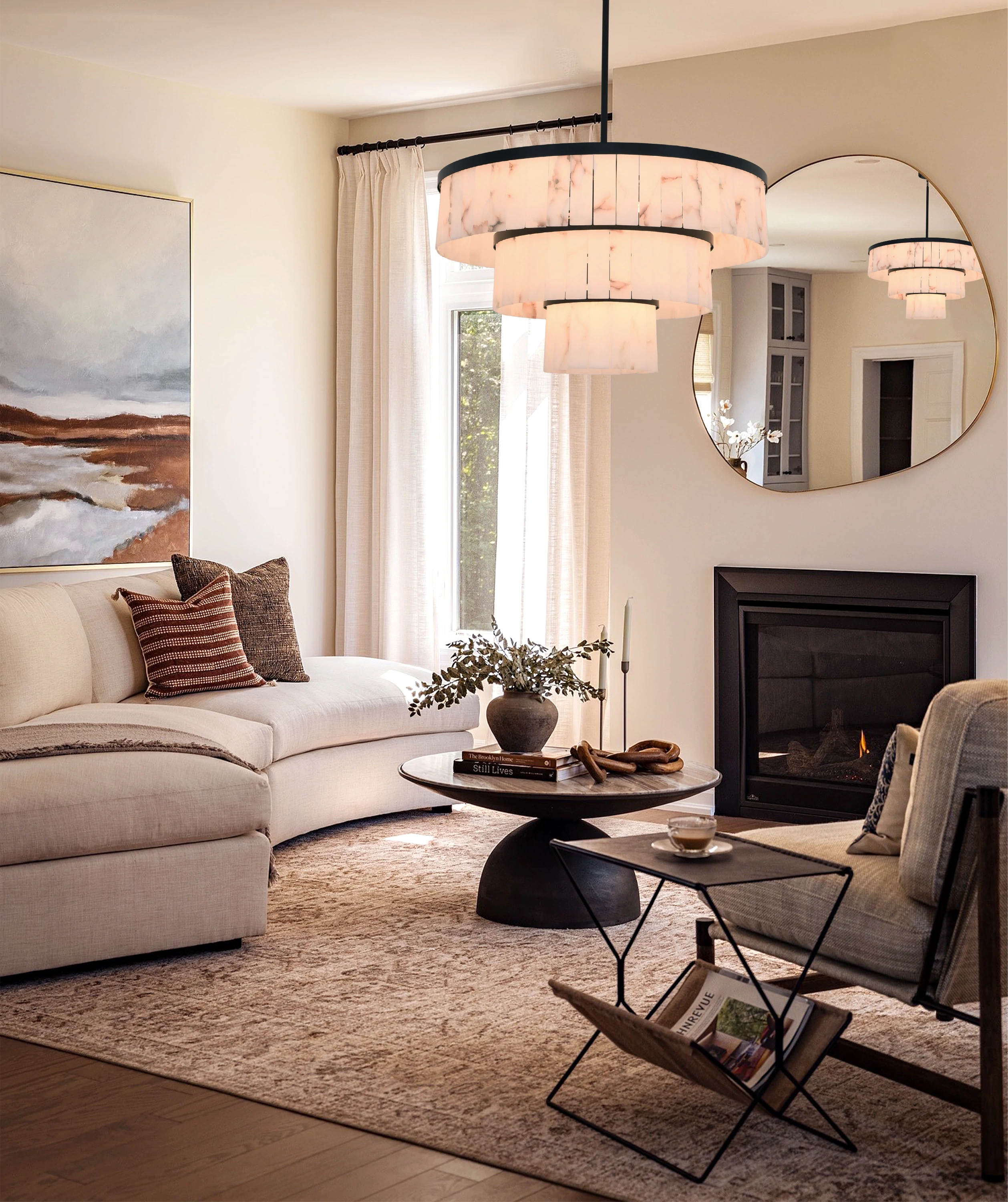 Solmare Alabaster Round Chandelier 34"