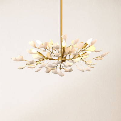 Twilight Branches Ceramic Ginkgo Chandelier 25.6"D