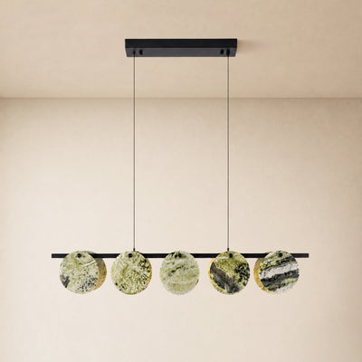 Pietra Green Marble Disc Linear Chandelier 47.2"W