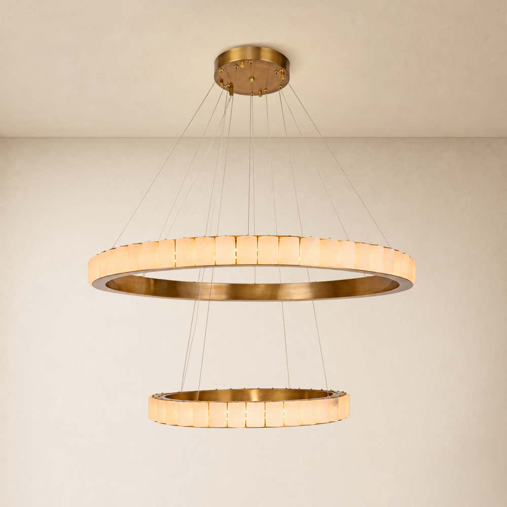 Celestine Alabaster 2-Tier Round Chandelier 40.1"D