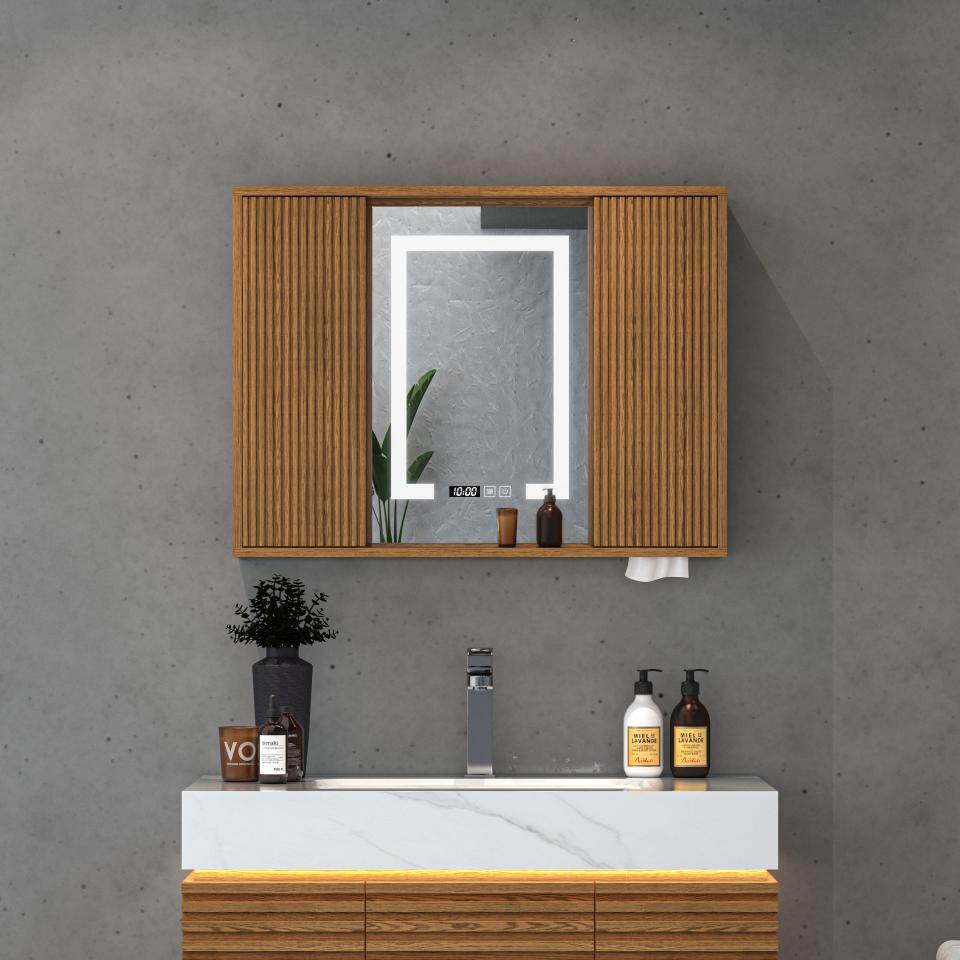 Isla Oak Vanity with Mirror 35.4"