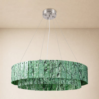 Pietra Forest Green Marble Tiered Round Chandelier 31.4"D