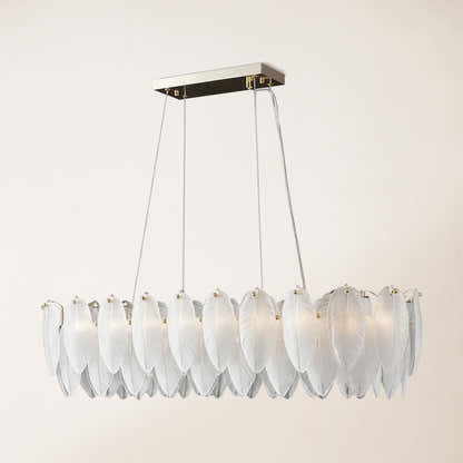 Avelis Glass Feather Linear Chandelier 32"W