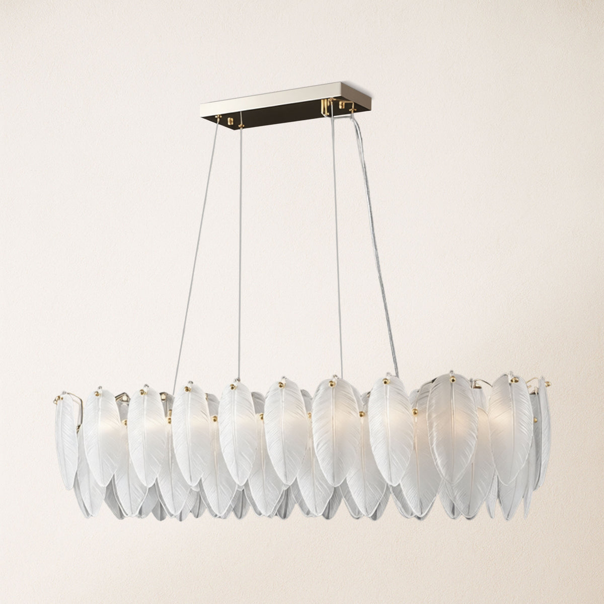 Avelis Glass Feather Linear Chandelier 40"W