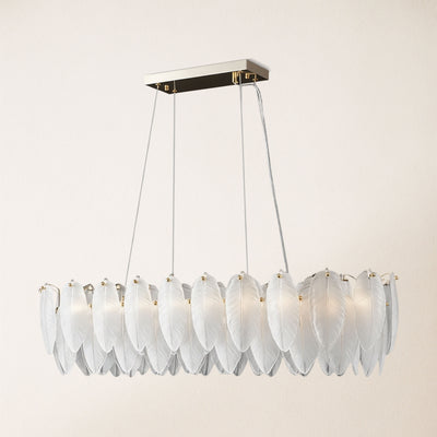 Avelis Glass Feather Linear Chandelier 40"W
