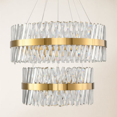 Vetro Prism Crystal 2-Tier Chandelier 32"D