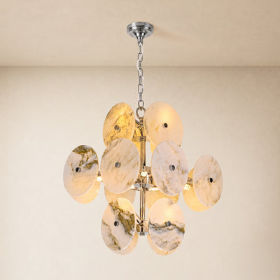 Pietra Ivory Marble Disc Pendant 17.7"D