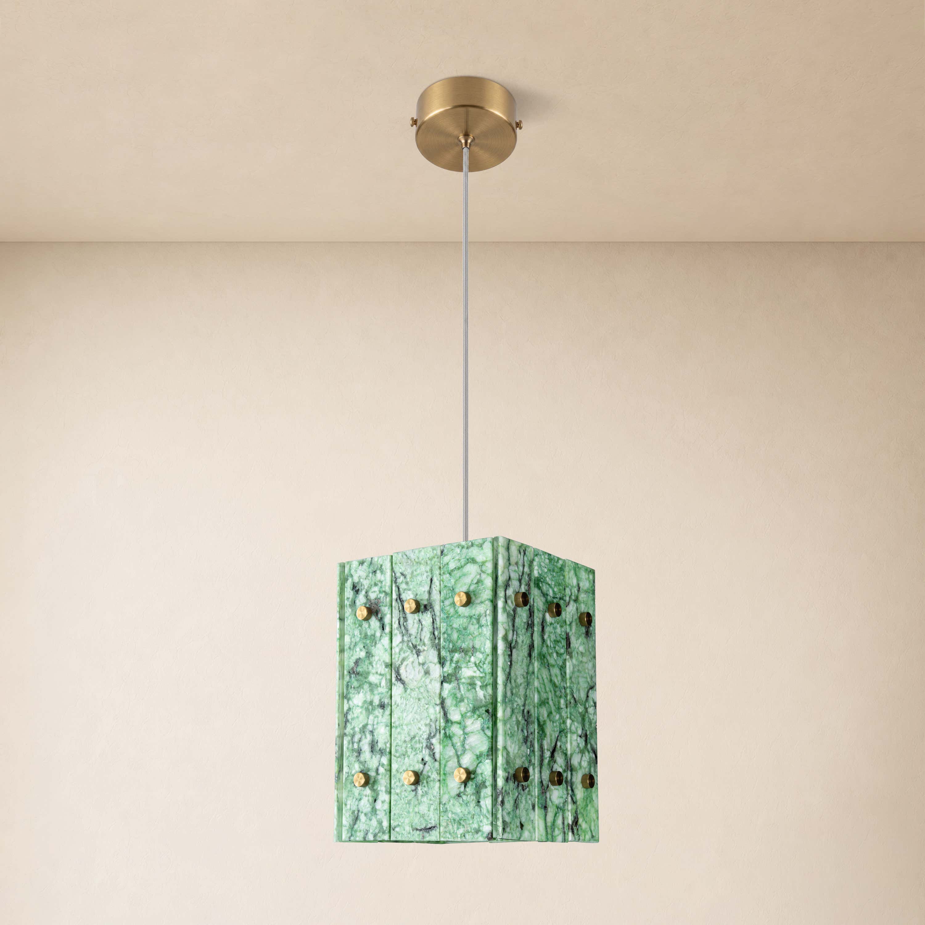 Pietra Green Marble Box Pendant 6.6"W