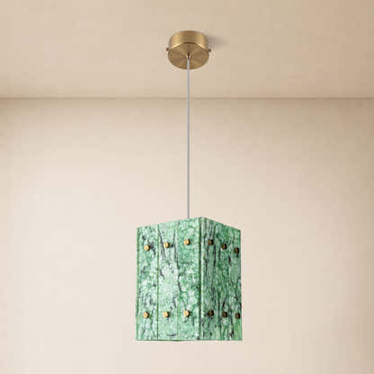 Pietra Green Marble Box Pendant 6.6"W