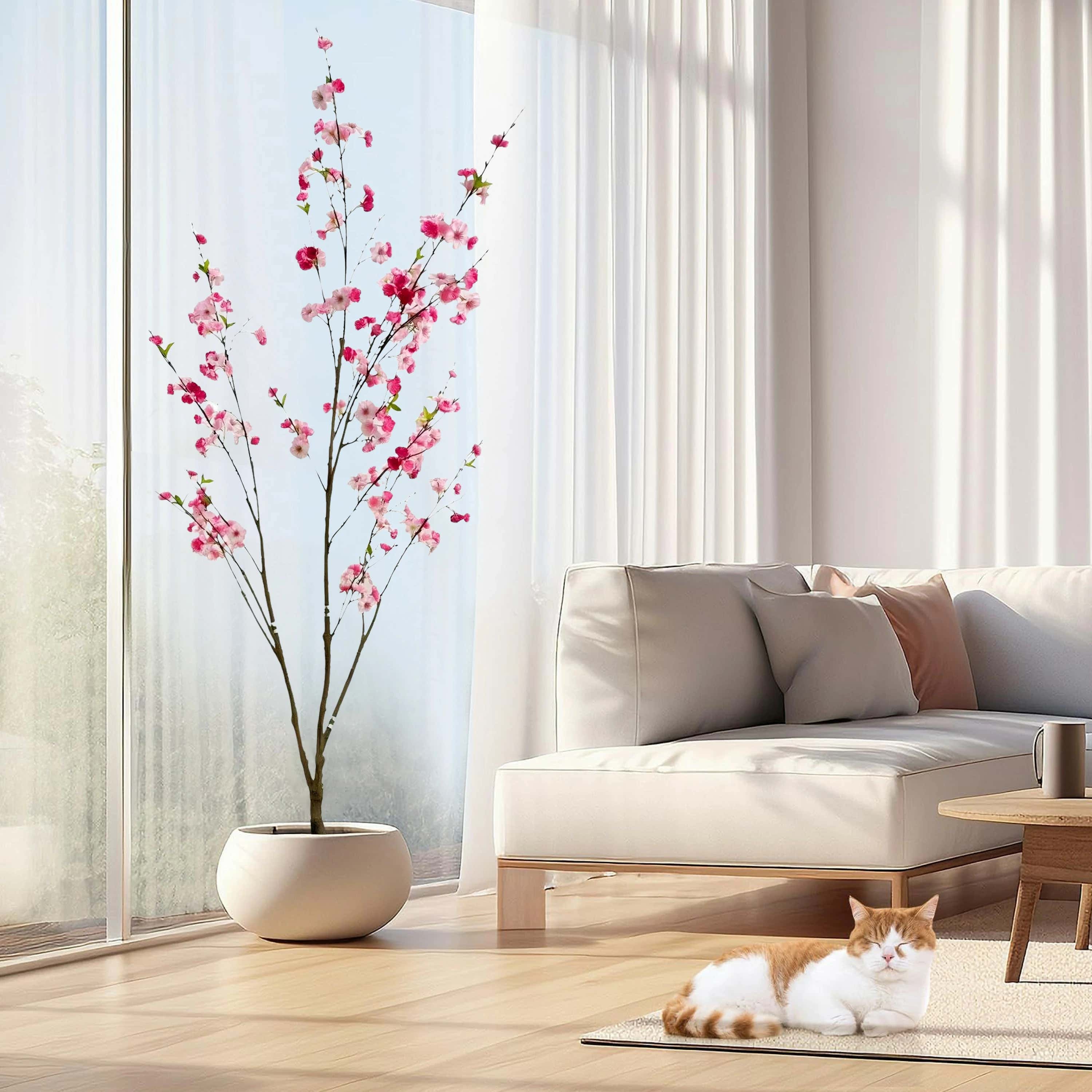 Faux Big Cherry Blossom Tree 73"H